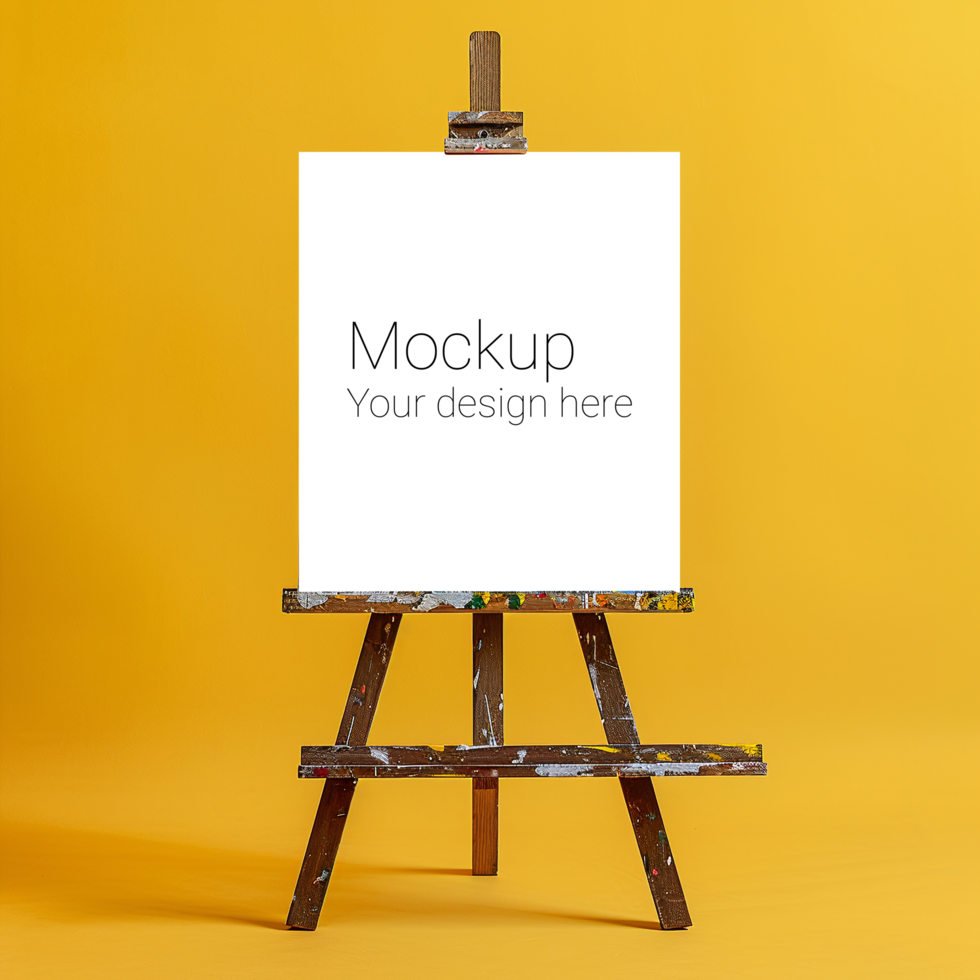 Easel Canvas Mockup on Yellow Background psd
