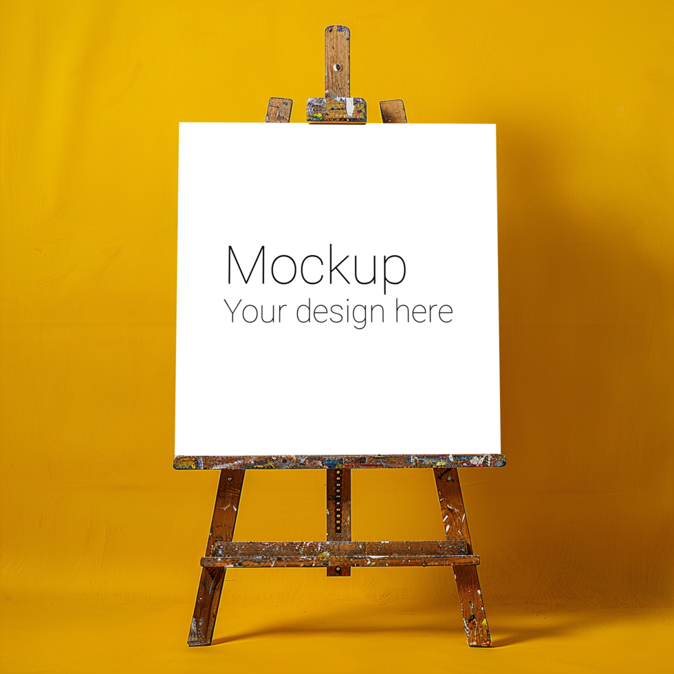 Easel Canvas Mockup on Yellow Background psd