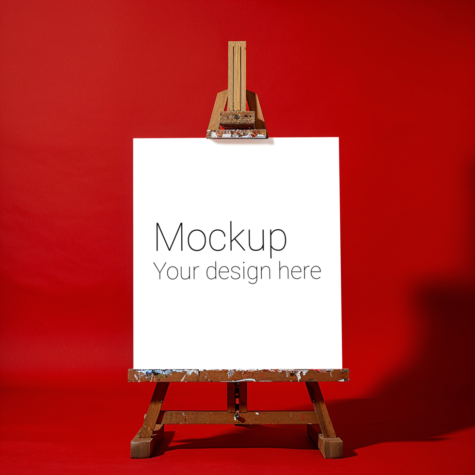 Easel Canvas Mockup on Red Background psd
