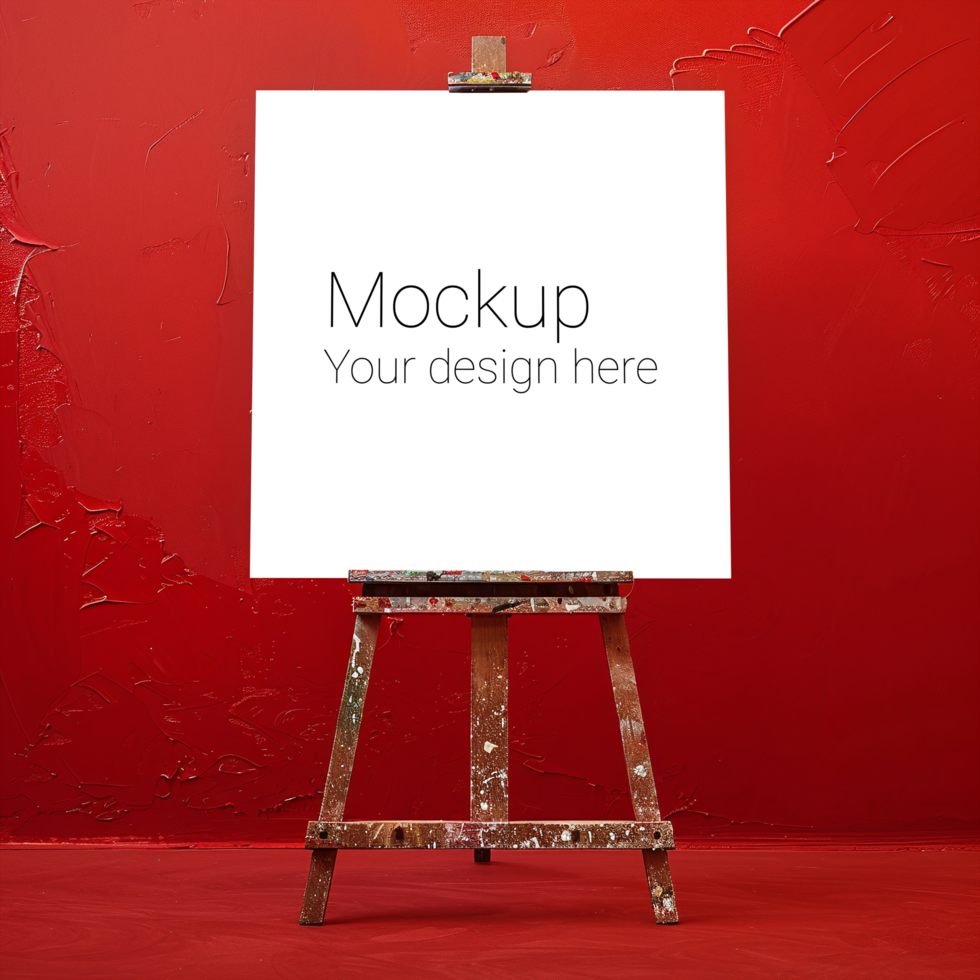 Easel Canvas Mockup on Red Background psd