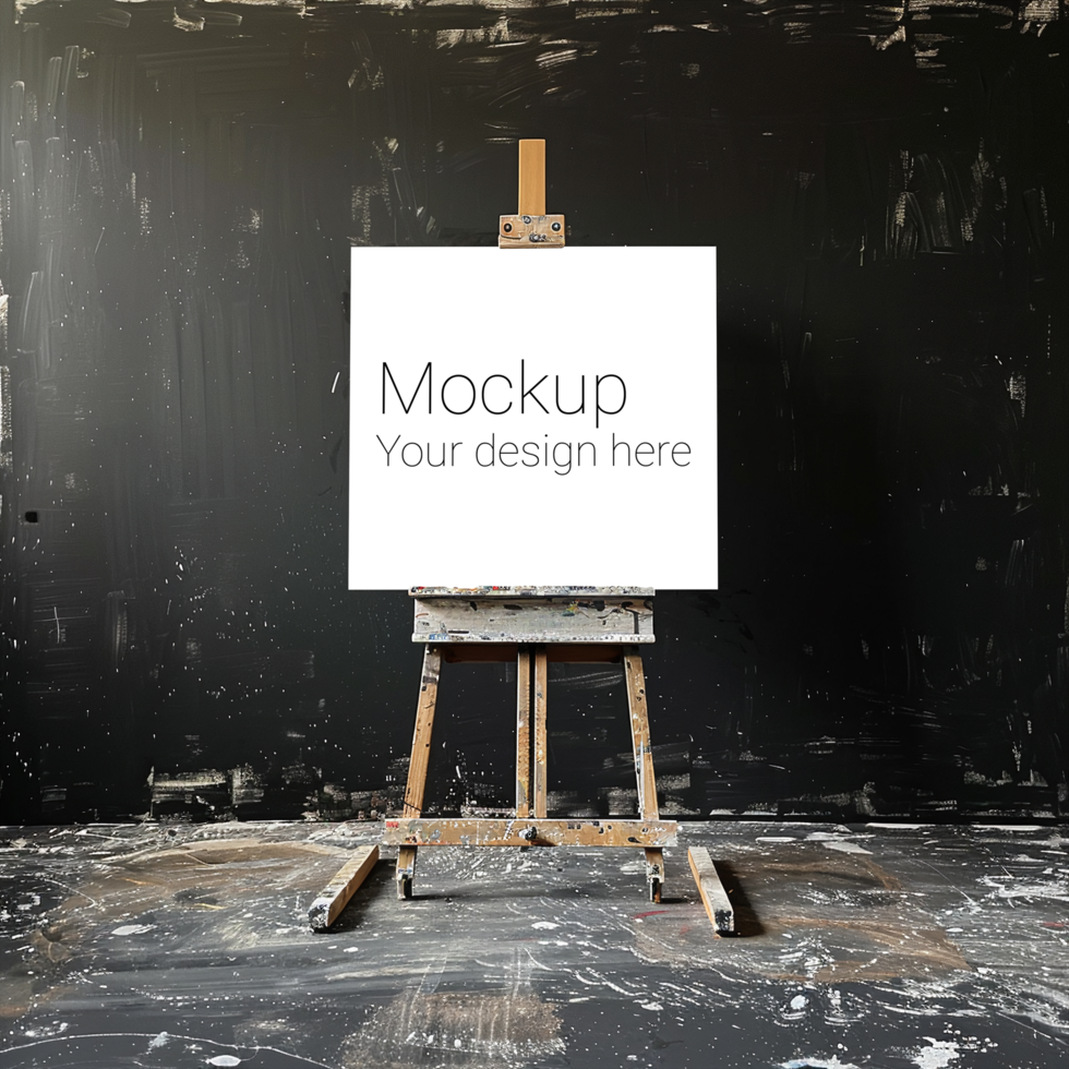 Easel Canvas Mockup on Black Background psd