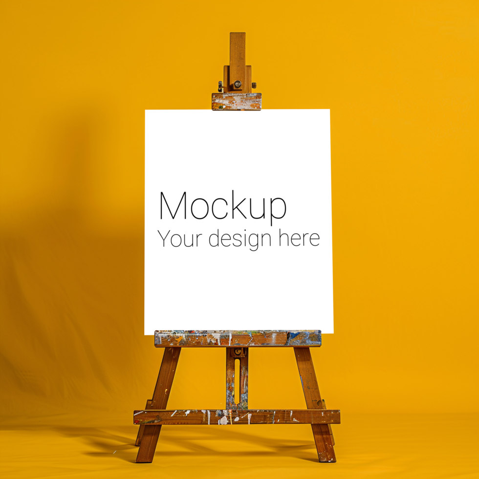Easel Canvas Mockup on Yellow Background psd