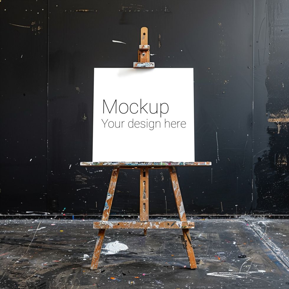 Easel Canvas Mockup on Black Background psd