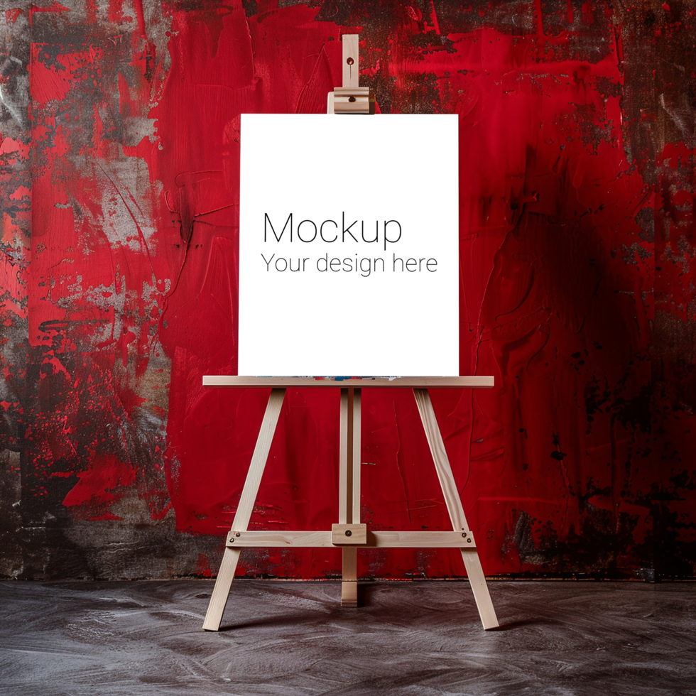 Easel Canvas Mockup on Red Background psd