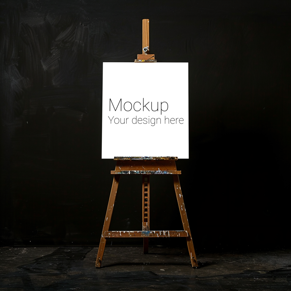 Easel Canvas Mockup on Black Background psd