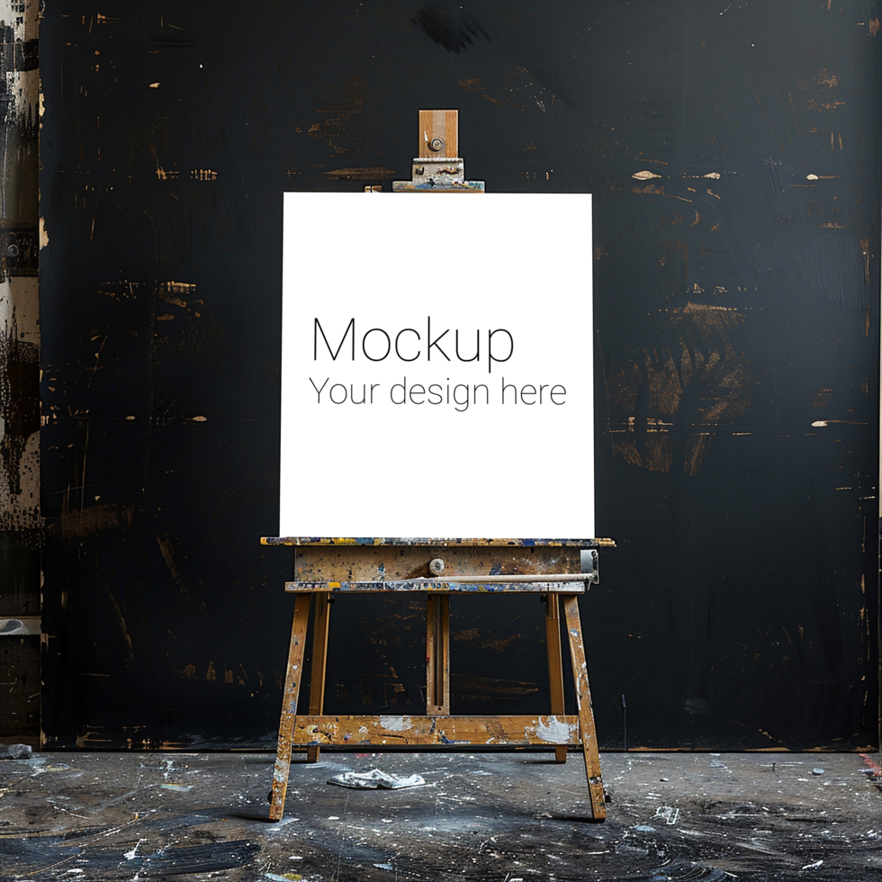 Easel Canvas Mockup on Black Background psd