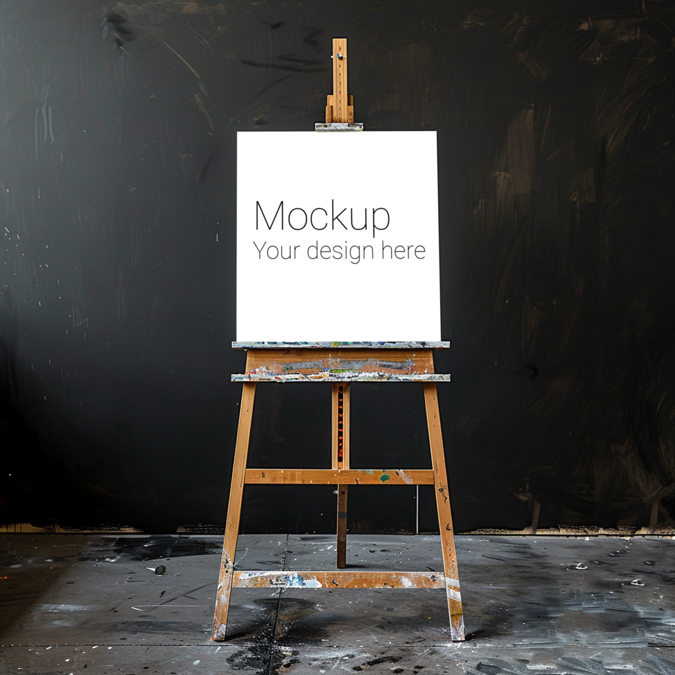 Easel Canvas Mockup on Black Background psd