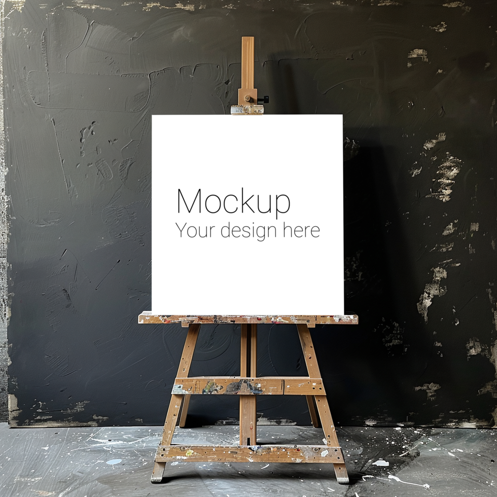 Easel Canvas Mockup on Black Background psd