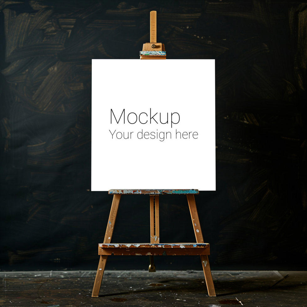 Easel Canvas Mockup on Black Background psd