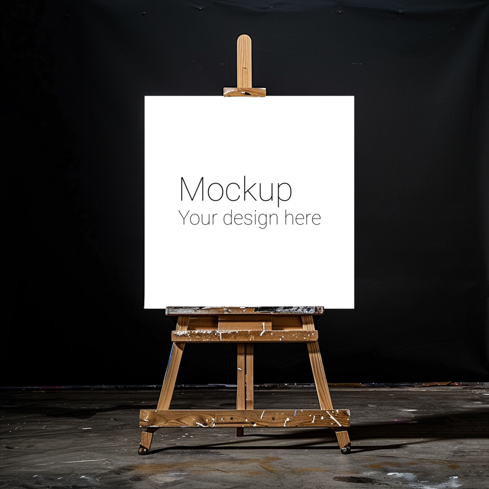 Easel Canvas Mockup on Black Background psd