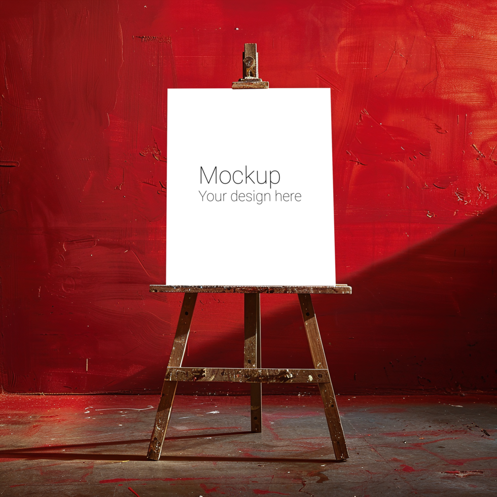 Easel Canvas Mockup on Red Background psd