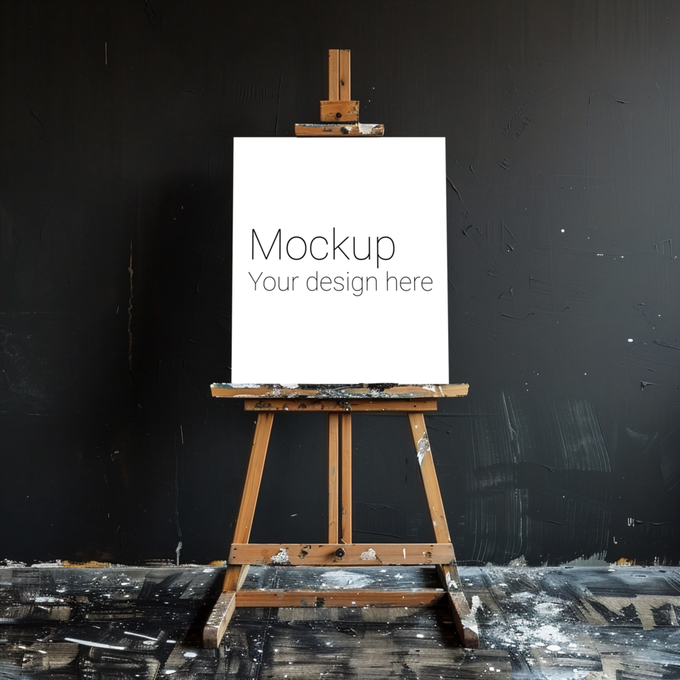 Easel Canvas Mockup on Black Background psd