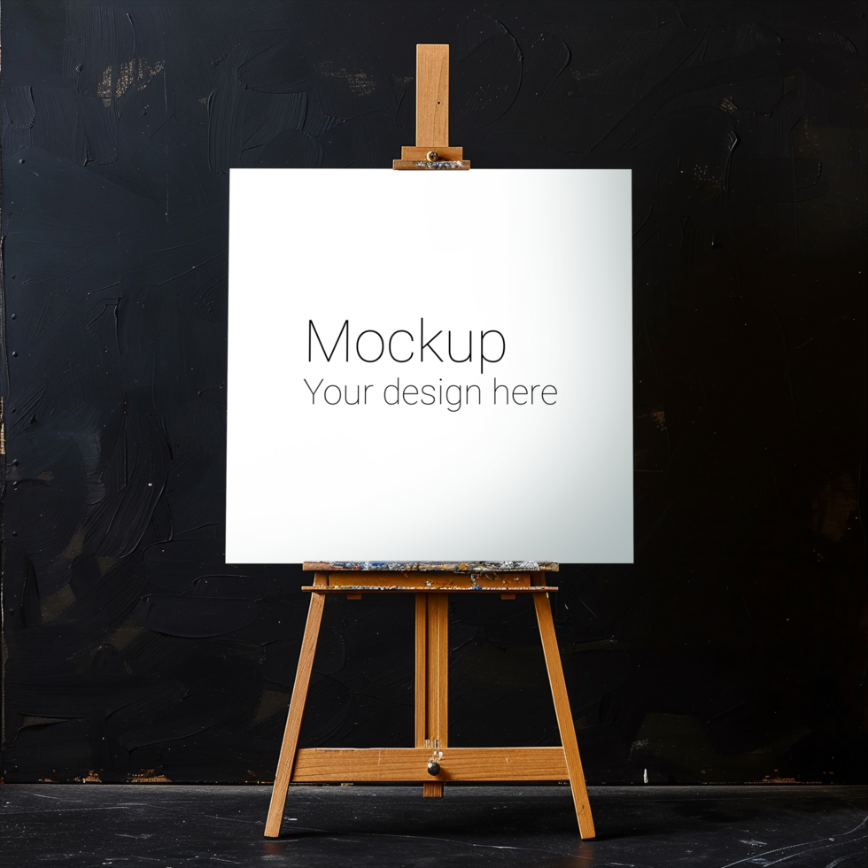 Easel Canvas Mockup on Black Background psd