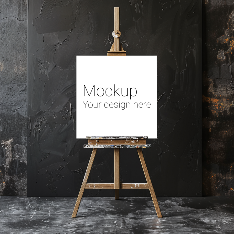 Easel Canvas Mockup on Black Background psd
