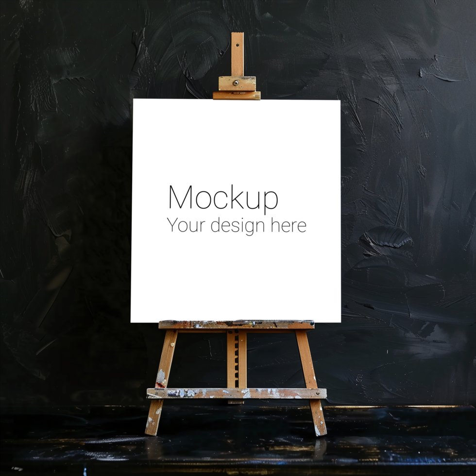 Easel Canvas Mockup on Black Background psd