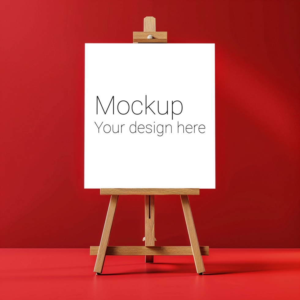 Easel Canvas Mockup on Red Background psd