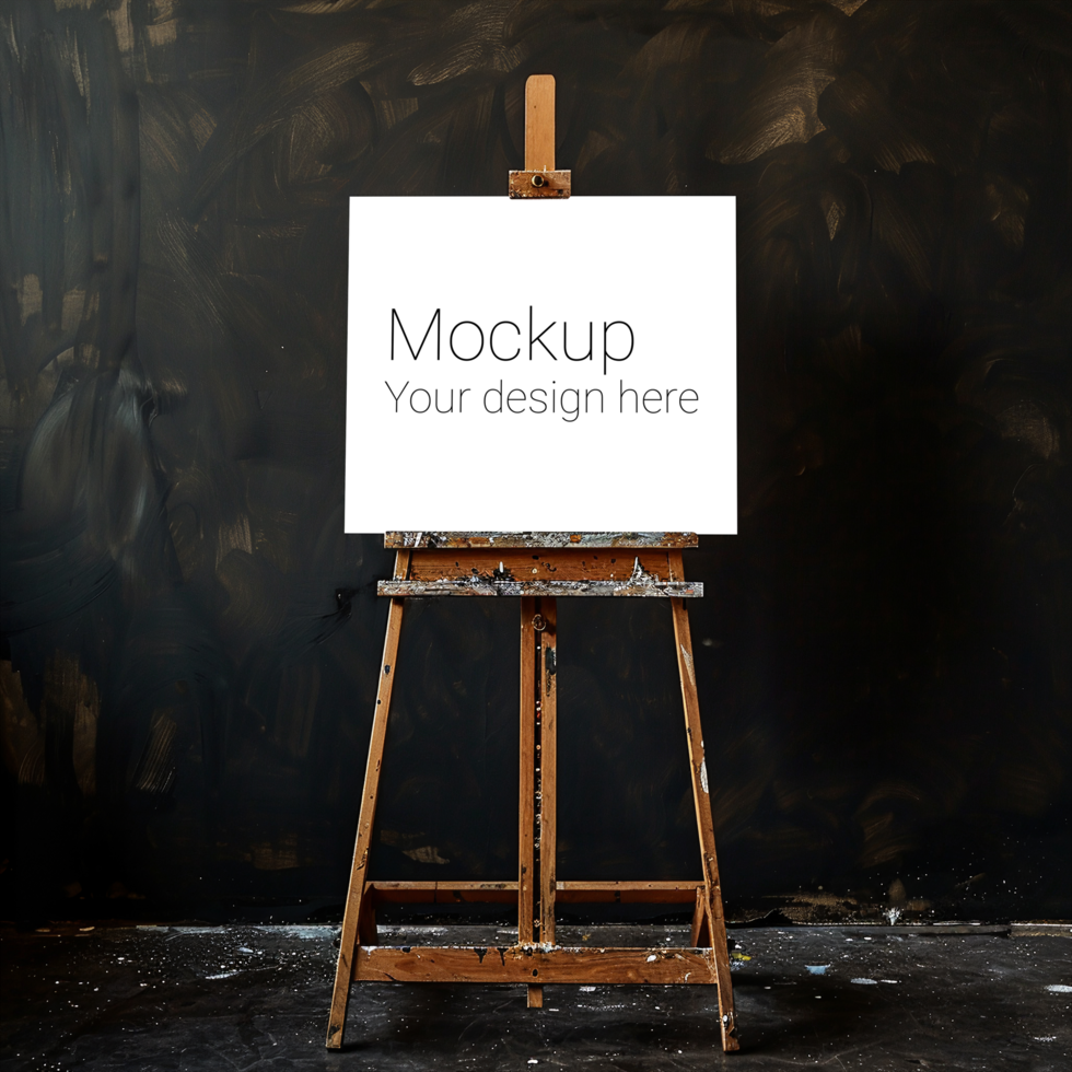 Easel Canvas Mockup on Black Background psd