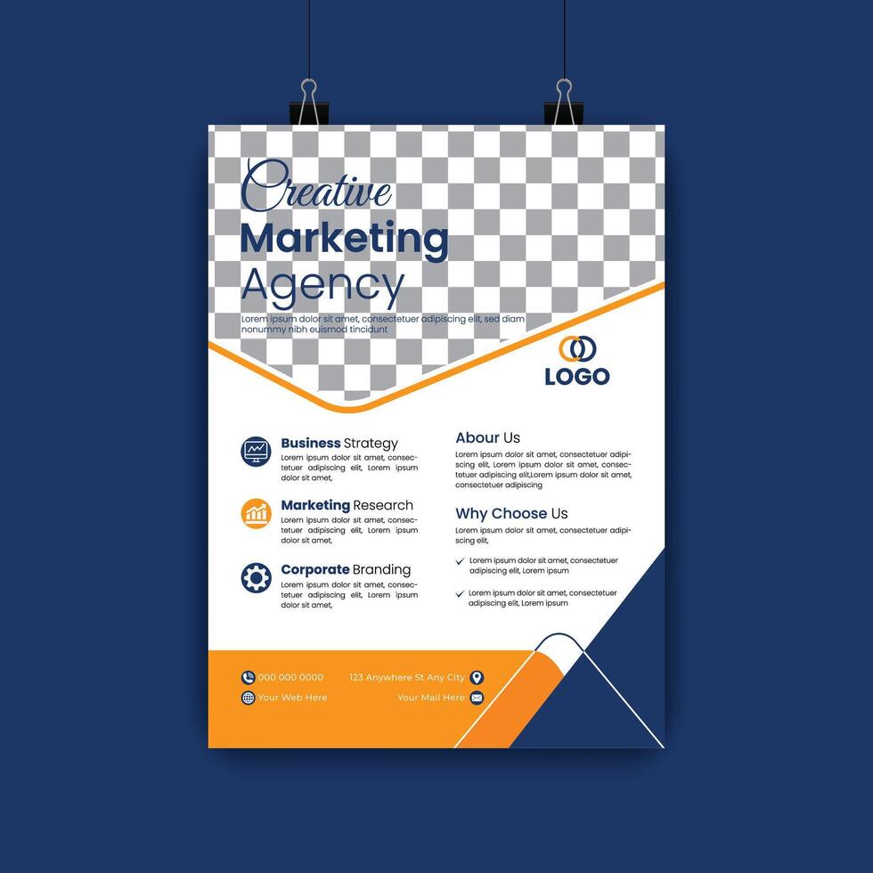 Corporate business cover and back page a4 flyer design template for print vector
