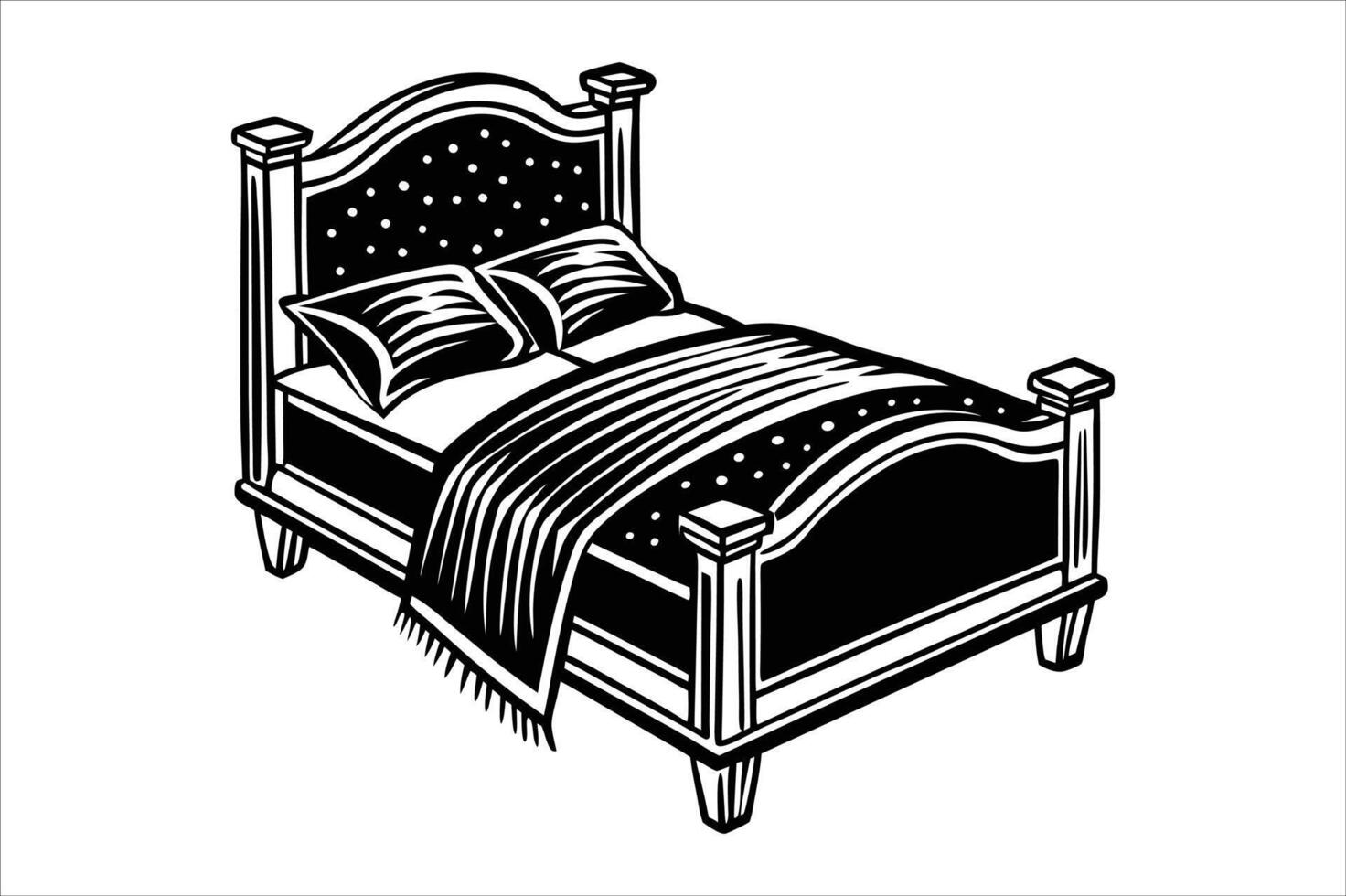a silhouette of bed vector