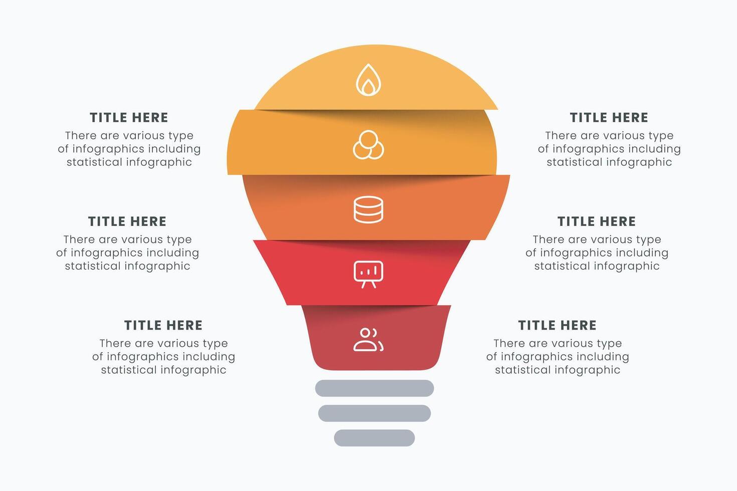 Idea light bulb infographic template for growth diagram, graph, presentation, chart. Business startup idea lamp concept with 5 options vector