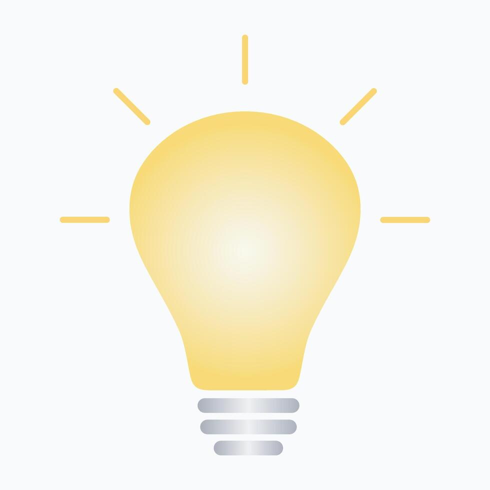 A yellow light bulb with the light on it. vector