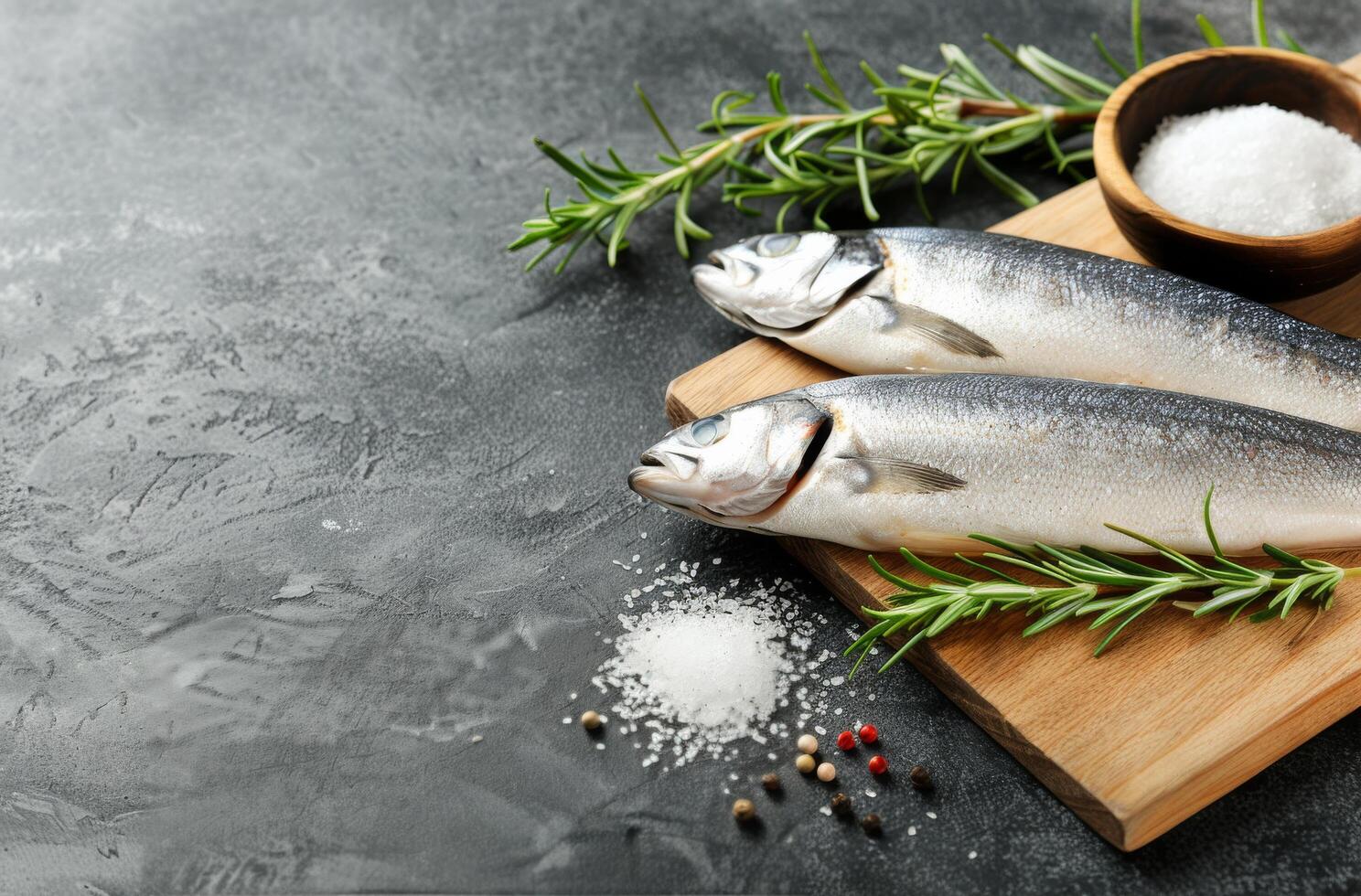 Raw Sea Bass on Cutting Board photo