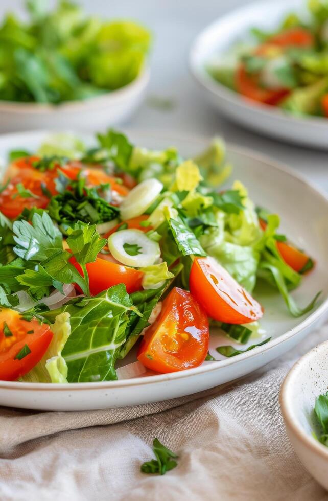 Fresh Salad With Tomatoes, Cucumbers, and Jalapenos photo