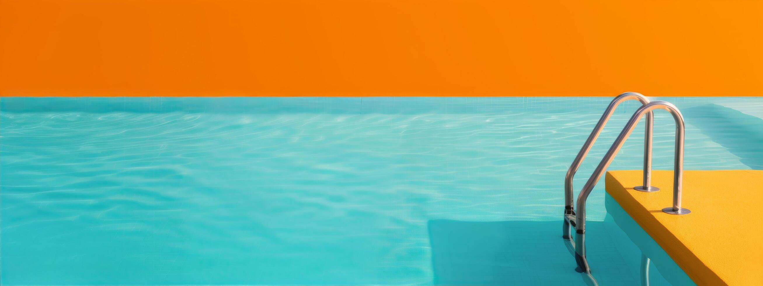 Pool Ladder Against Orange Wall photo