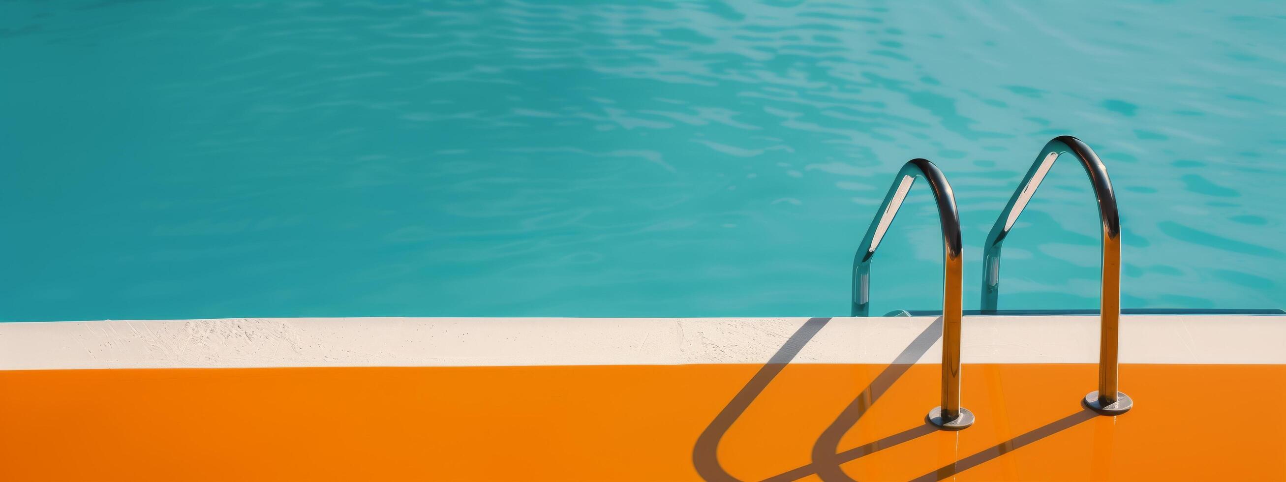 Pool Ladder Against Orange Wall photo