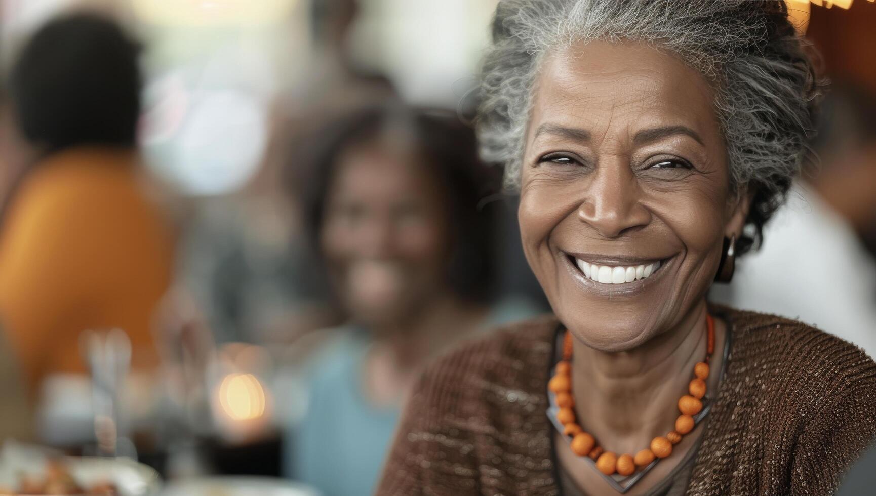 Woman Smiles at Gathering photo