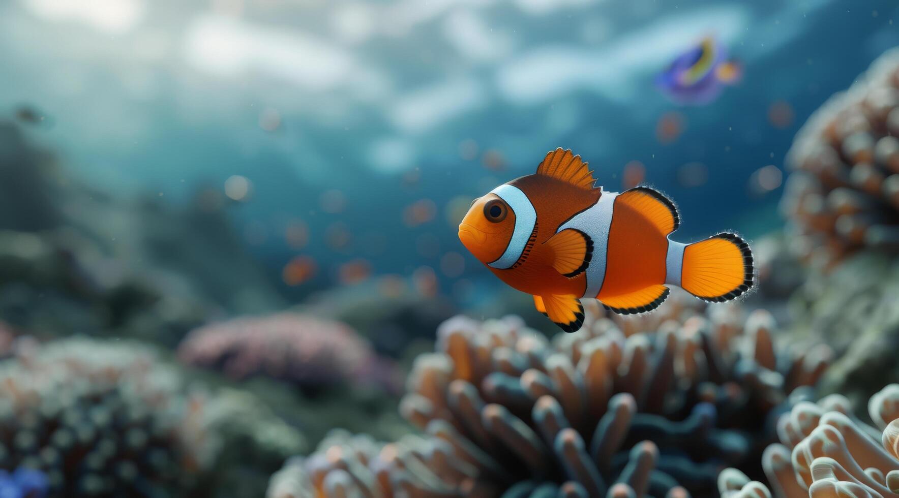Clownfish Swimming in a Reef Tank photo