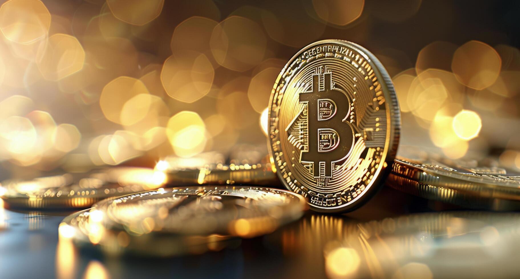 Bitcoin Coin Close-Up With Bokeh photo
