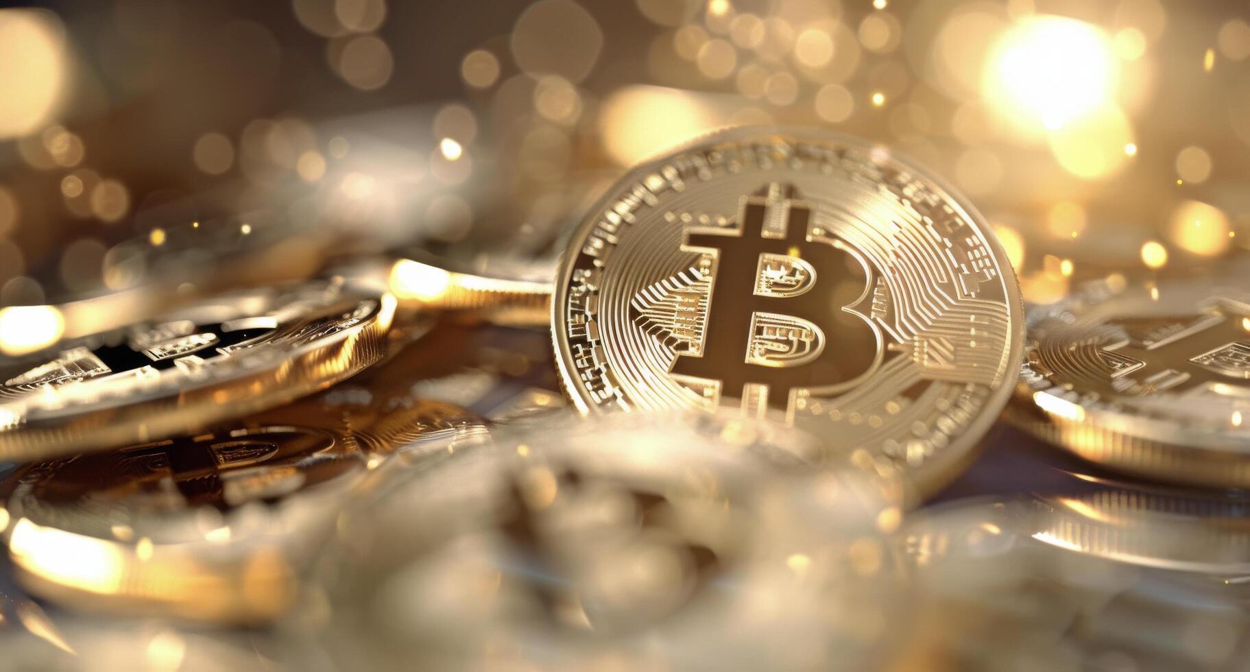 Bitcoin Coin Close-Up With Bokeh photo