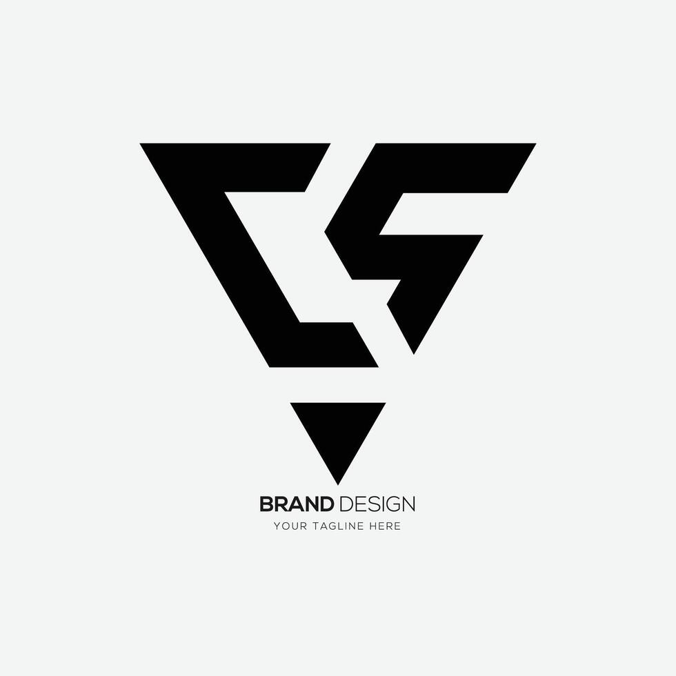 Letter c s v modern triangle shape unique logo vector