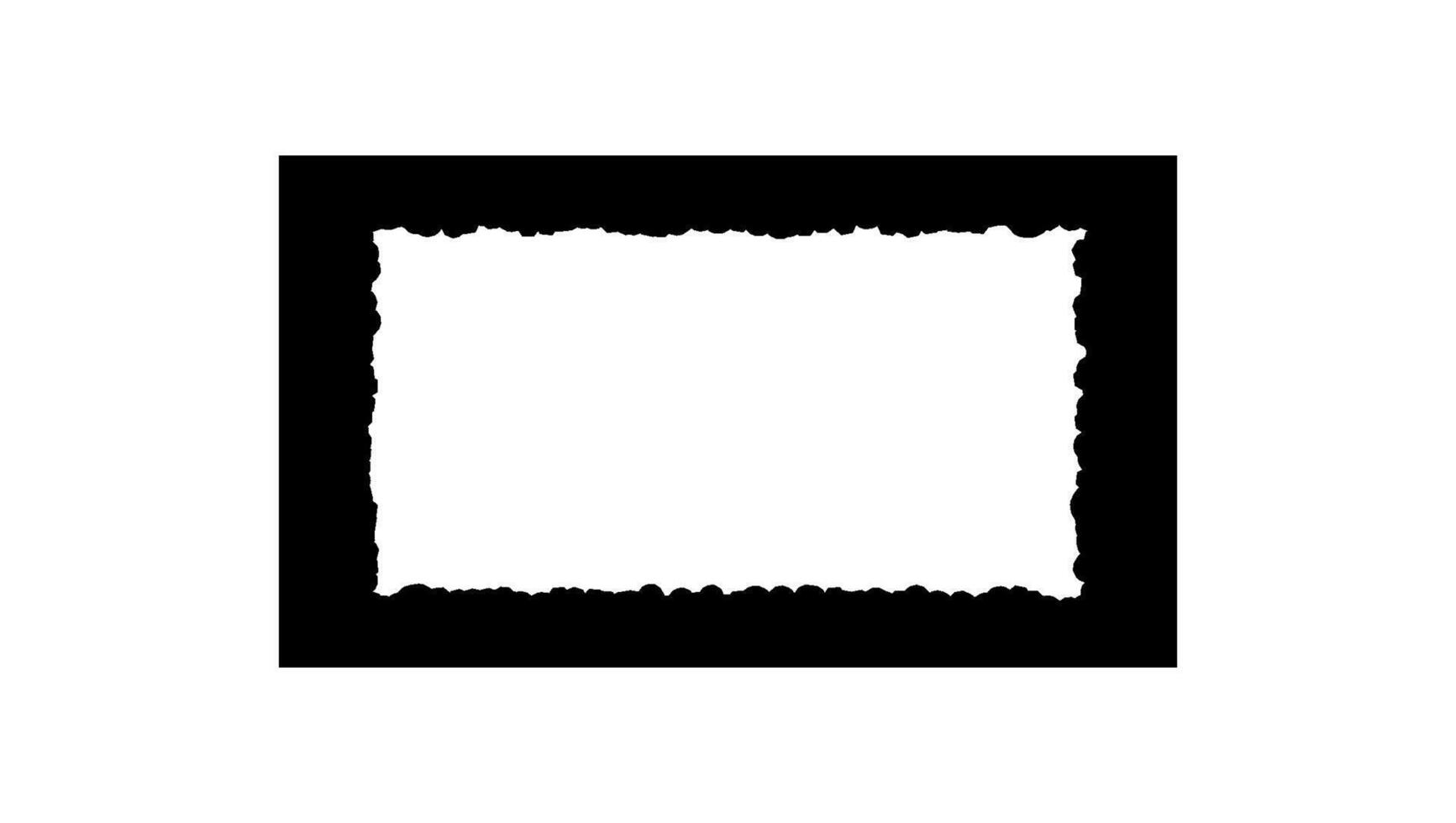 Set of black rectangular frames with jagged uneven edges isolated on white background. illustration vector