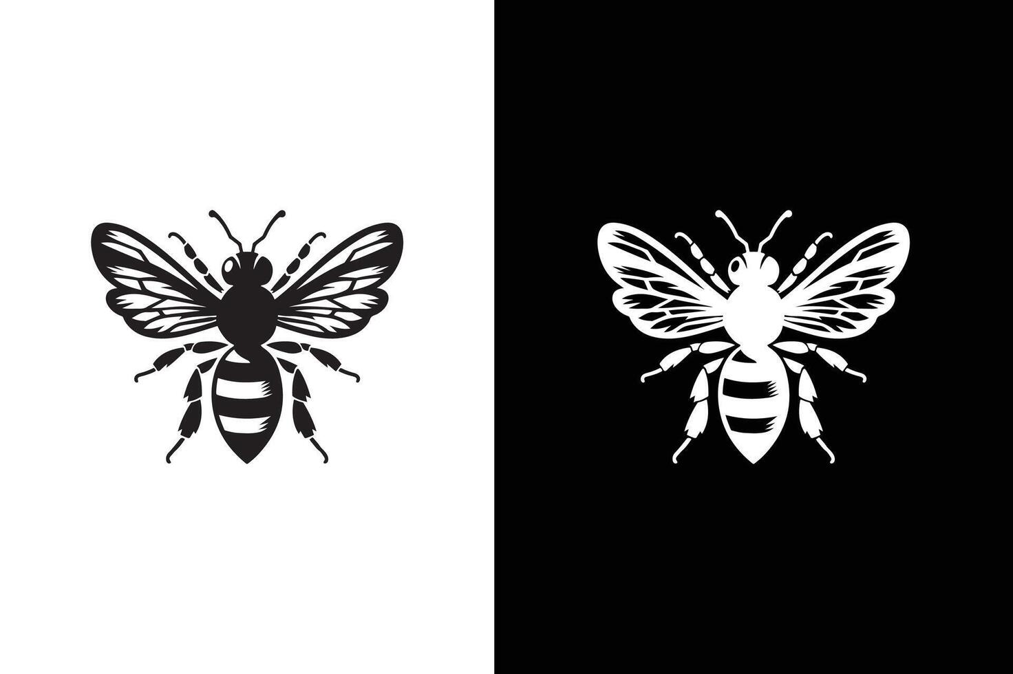 Bee icon silhouette of an insect Isolated on a white black background. Simple black and white bee icon vector