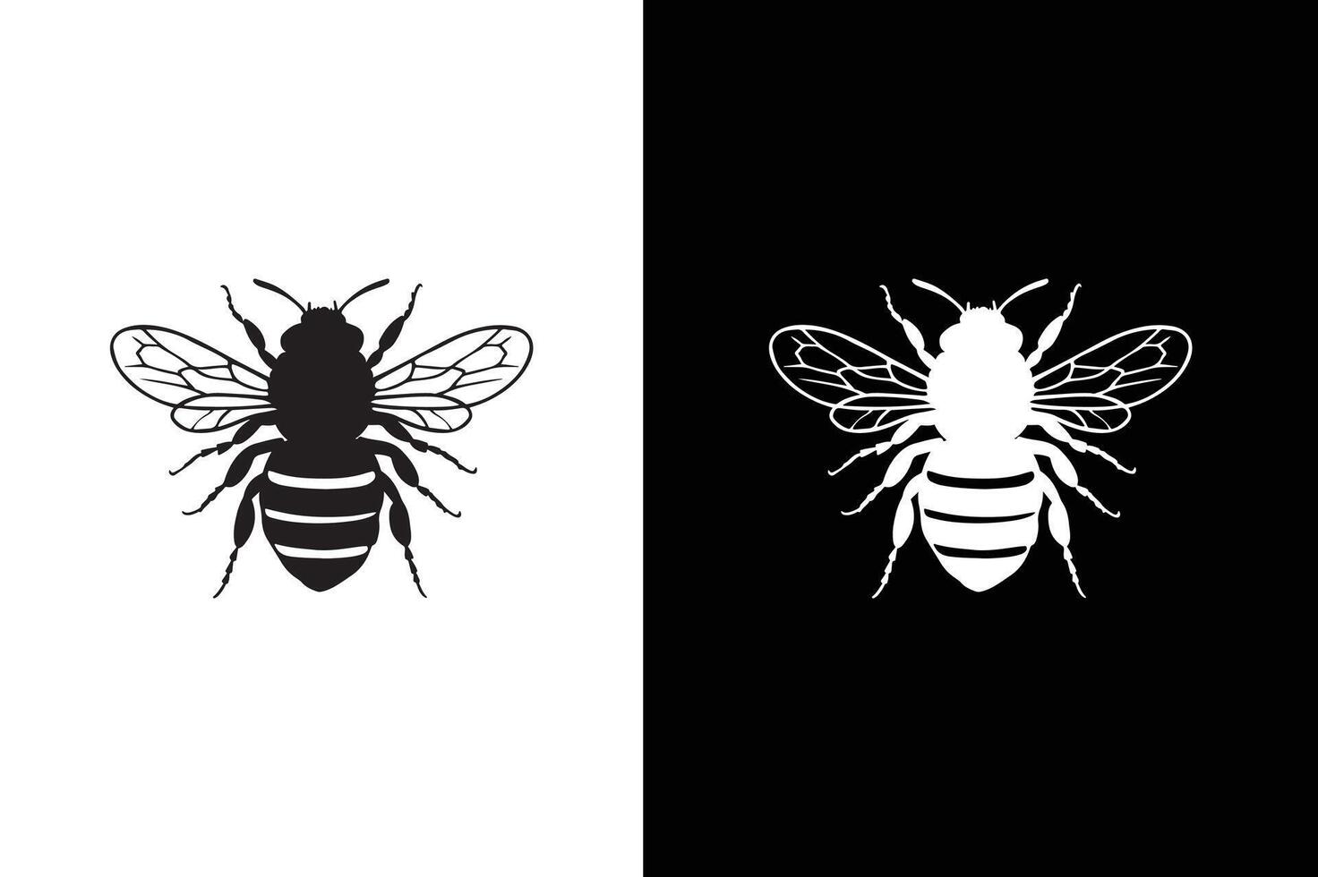 Bee icon silhouette. Bee silhouette of an insect Isolated on a white background. Graphic symbol, design vector