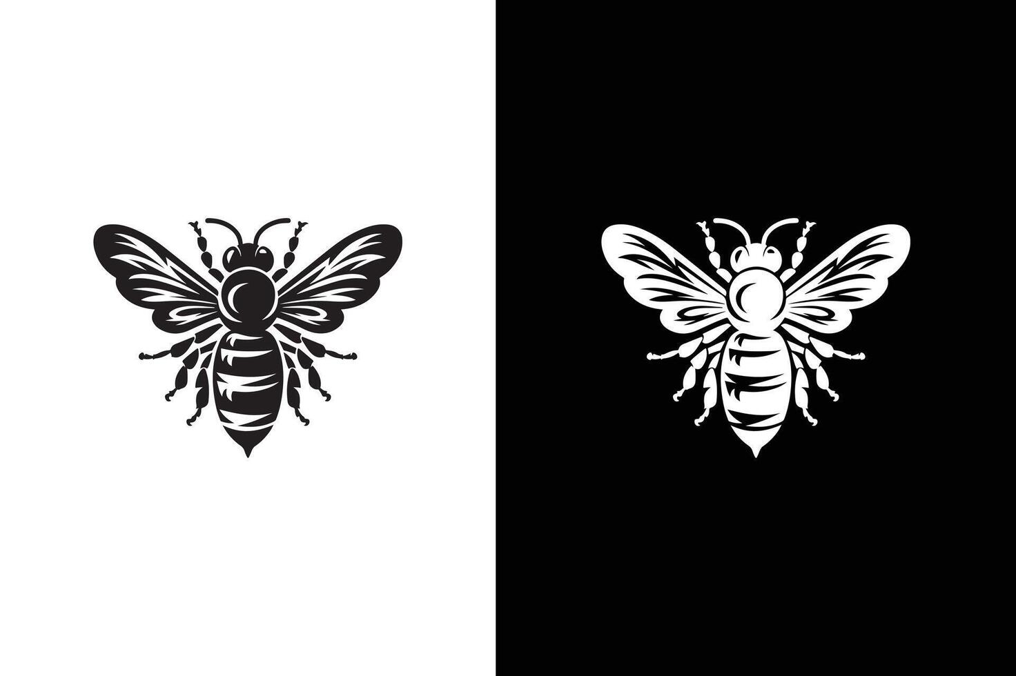 Bee icon silhouette. Bee silhouette of an insect Isolated on a black background. Graphic symbol, design template. vector