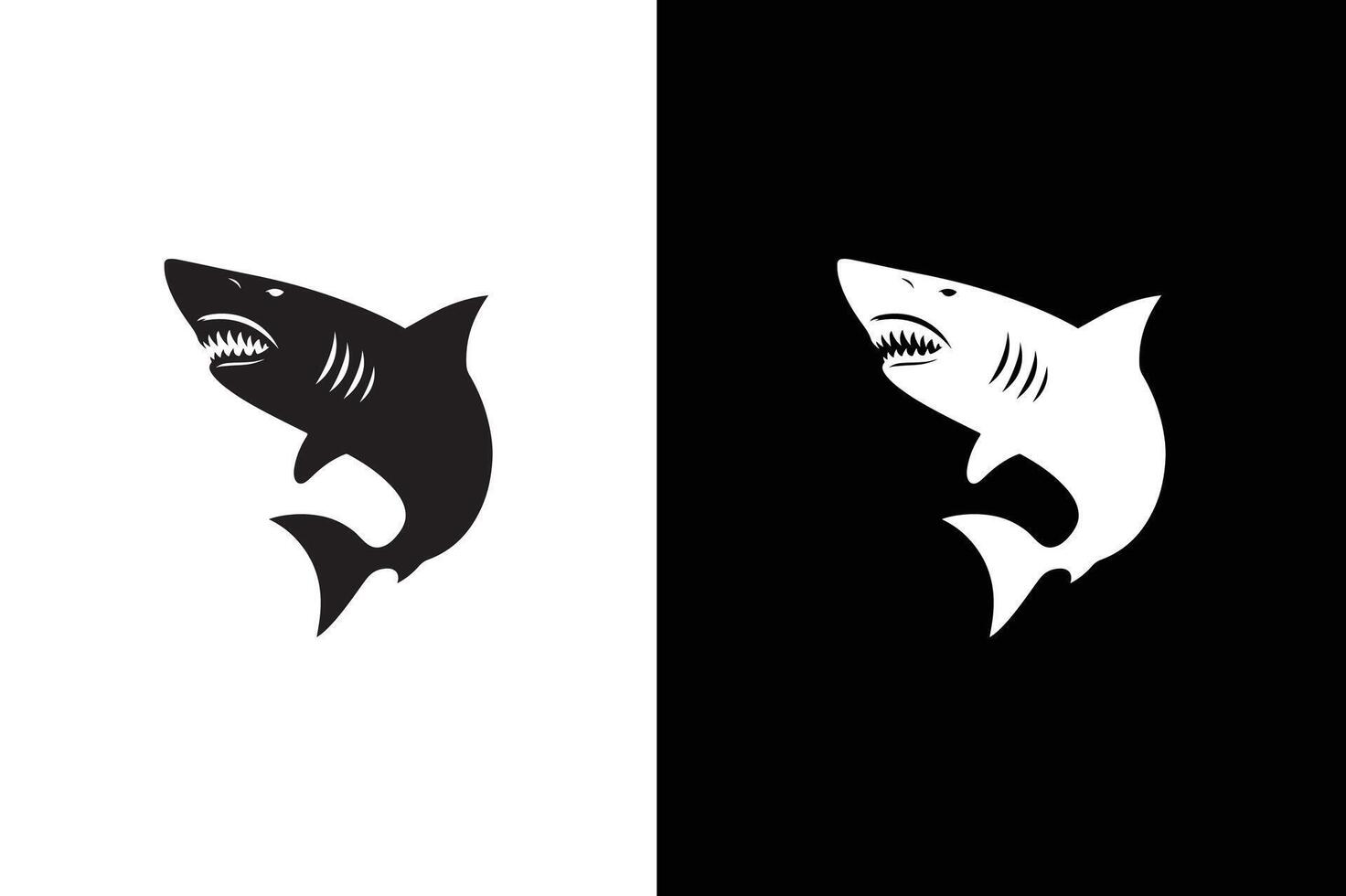 Shark icon silhouette illustration. Silhouette of a shark. icon on a black white background. vector