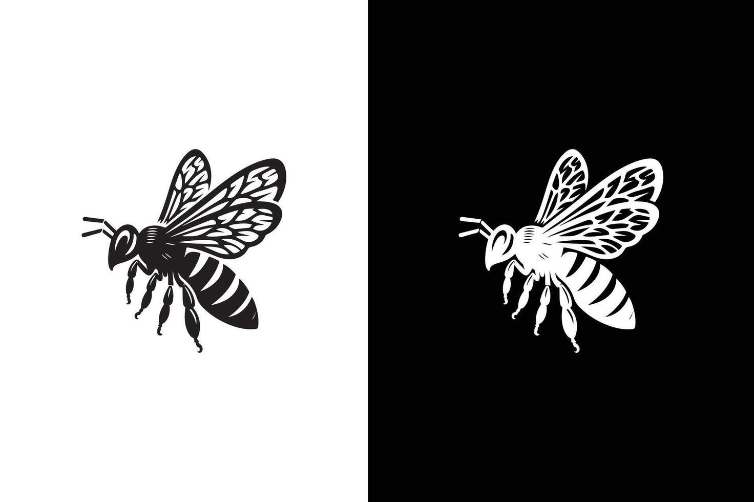 Bee icon silhouette. Bee silhouette of an insect Isolated on a white black background. Graphic symbol, design template. vector