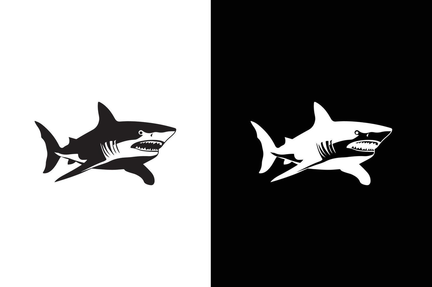 Shark icon silhouette illustration. Silhouette of a shark. icon on a black background. vector
