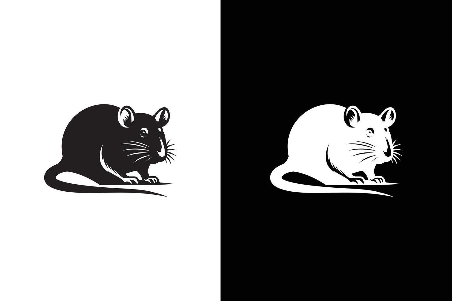image of a silhouette icon of a rat on a white Black background. Rat and mouse silhouette. vector