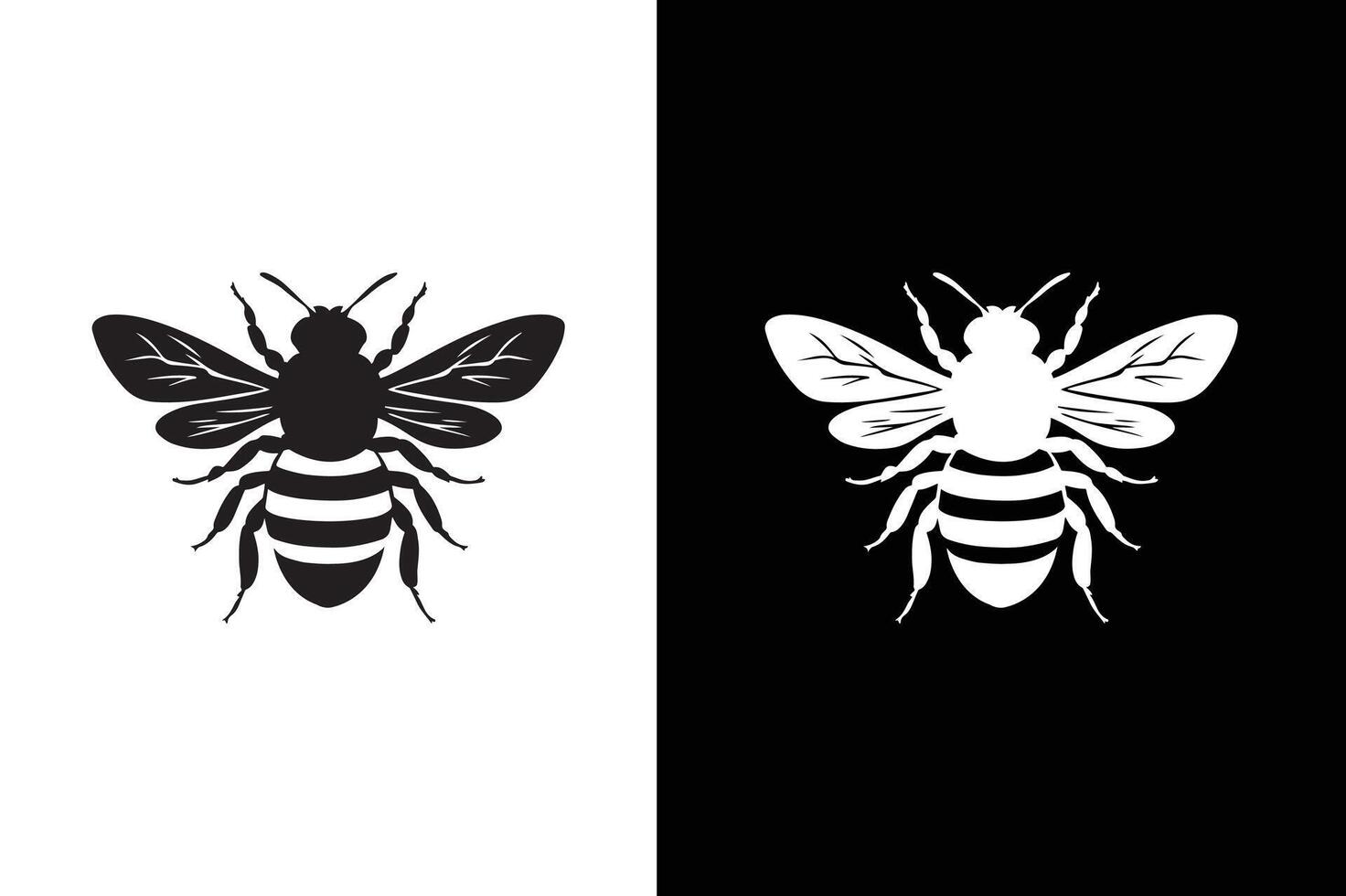 Bee icon silhouette. Bee silhouette of an insect Isolated on a white background. vector