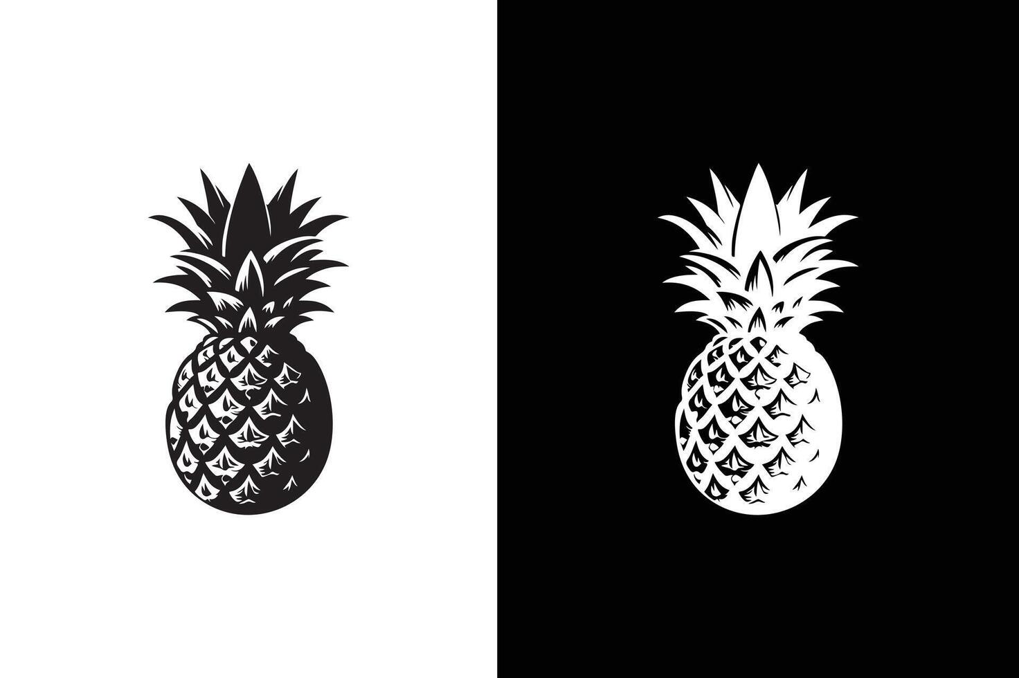 Pineapple Fruit Icon silhouette Editable Stroke. Fruit collection in Black and White vector