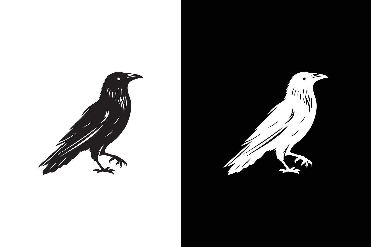 Crow icon silhouette. Raven silhouette Flat Icon illustration Black vector
