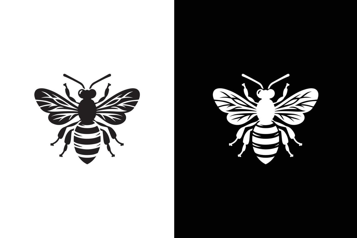Bee icon silhouette. Bee silhouette of an insect Isolated on a black background. Graphic symbol, design template. vector