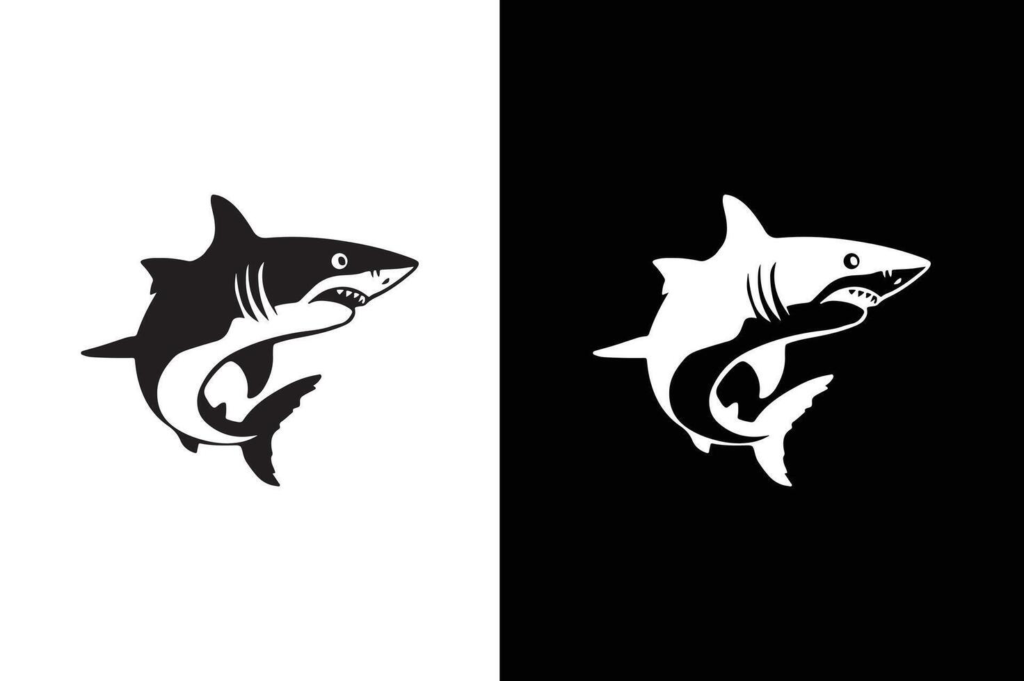 Shark icon silhouette illustration. Silhouette of a shark. icon on a black white background. vector