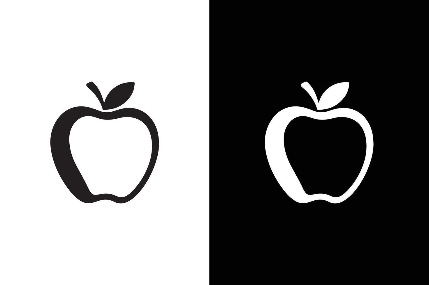 Apple Icon silhouette illustration. Apple Icon on Flat black white Color background. vector