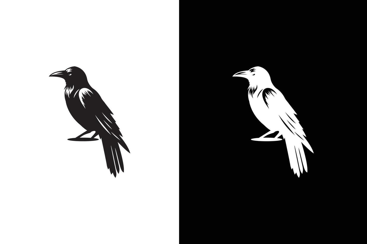 Crow icon silhouette. of crow design. Raven silhouette Flat Icon illustration Black white background vector