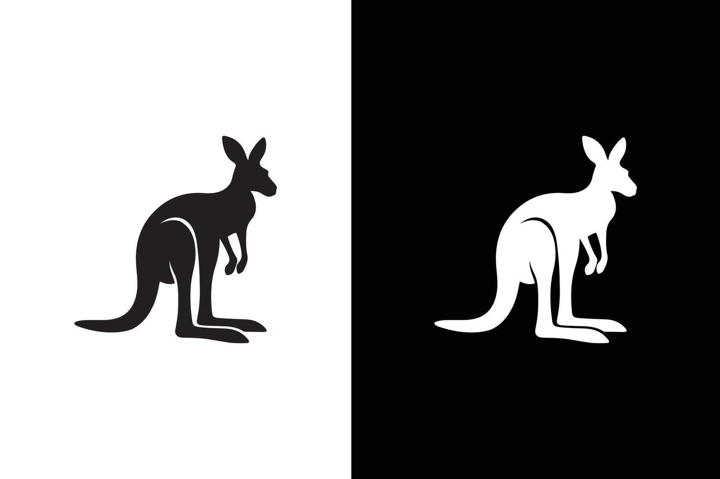 Kangaroo icon silhouette Illustration white black vector